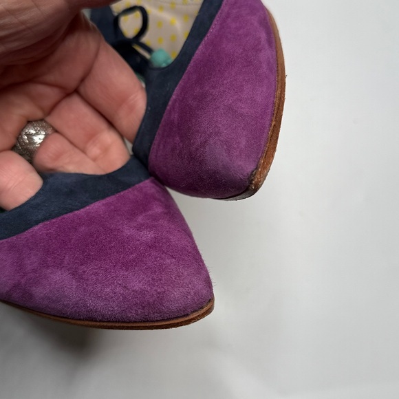 Boden Alice Suede Leather Blue Purple Kitten Heels S-444 Sz 8.5 US 40 EU - Picture 6 of 11
